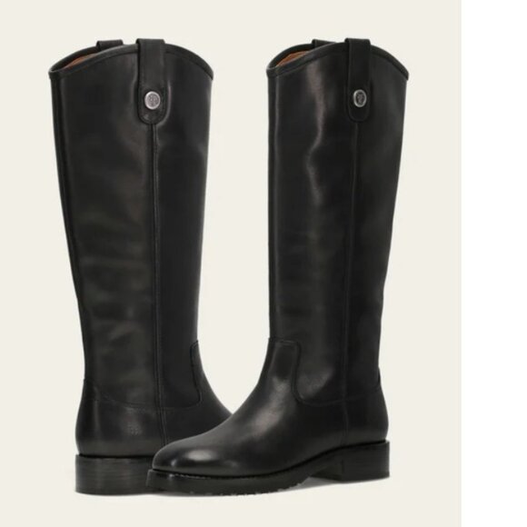 Frye Melissa Lug Button Tall Black Boots - Size 9 - New In Box - Picture 1 of 6